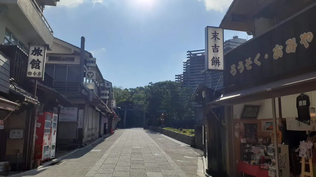 The approach street to Fushimi Inari in the morning