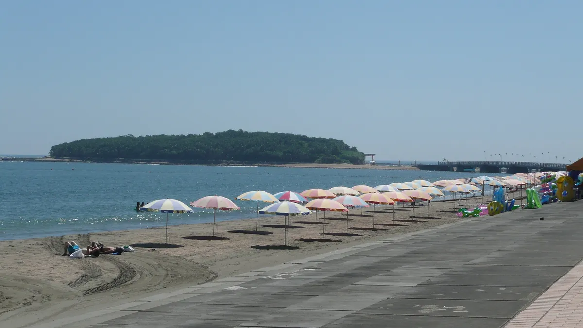 Aoshima Beach shoreline and resort buildings in Miyazaki