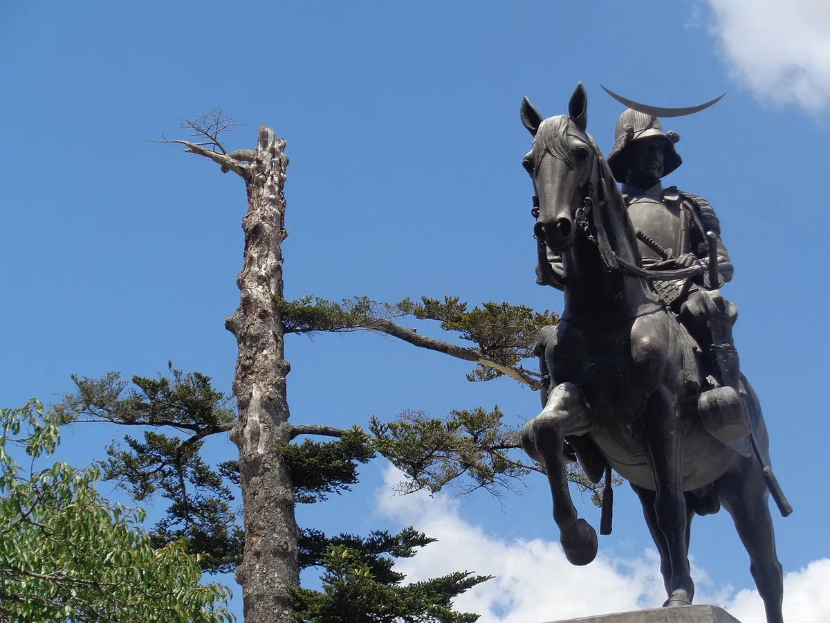 Equestrian statue of Date Masamune at the Sendai Castle site